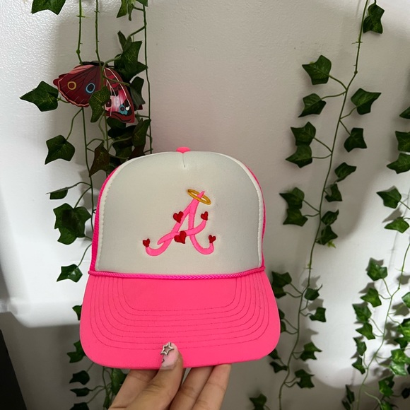 3 snapback hats. red, pink and lime green. - Picture 3 of 5